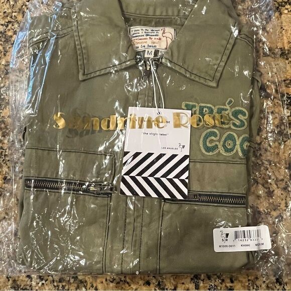 Sandrine Rose FP TRE'S COOL FRONT ZIPPER JUMPSUIT Size M Drab Green - Picture 5 of 7